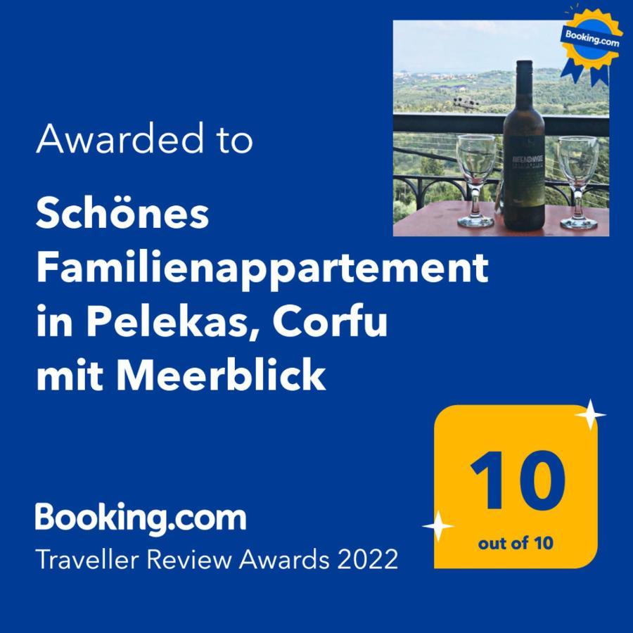 Schoenes Familienappartement In Pelekas, Corfu Mit Meerblick Esterno foto